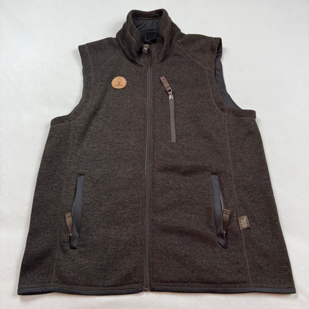 STS Ranchwear Mens Med Brown Heathered Full Zip Fleece Vest Booneshine Brewing